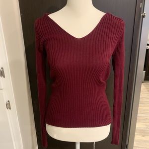 Corset-back ribbed long sleeve